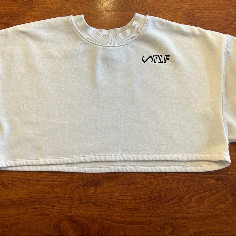 TLF Women’s XS White Cropped Sweatshirt Crop Top Athletic Workout Yoga Gym